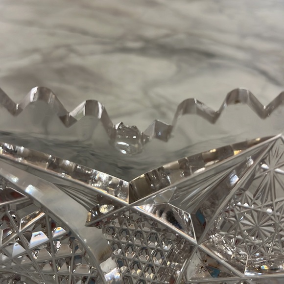 ABP heavy American brilliant cut glass crystal bowl sawtooth edge - Picture 6 of 7